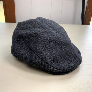 Jangoul Wool Newsboy Hat Gray Herringbone Size 56 US 7 Youth or Men Small Cabbie